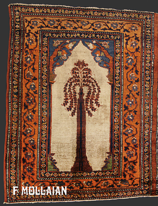 Tapis Couloir Persan Antique Heriz Soie n°:87662053